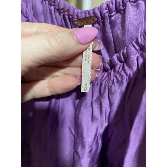 Free People Purple Off the Shoulder Crochet Lace Detail Midi Dress - Picture 3 of 5